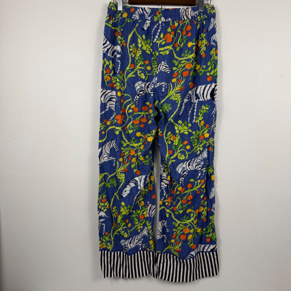 Olivia Wendel Anthropologie Zebra Jungle Print Pajama Pants Blue Small OB1588243 - Picture 2 of 9